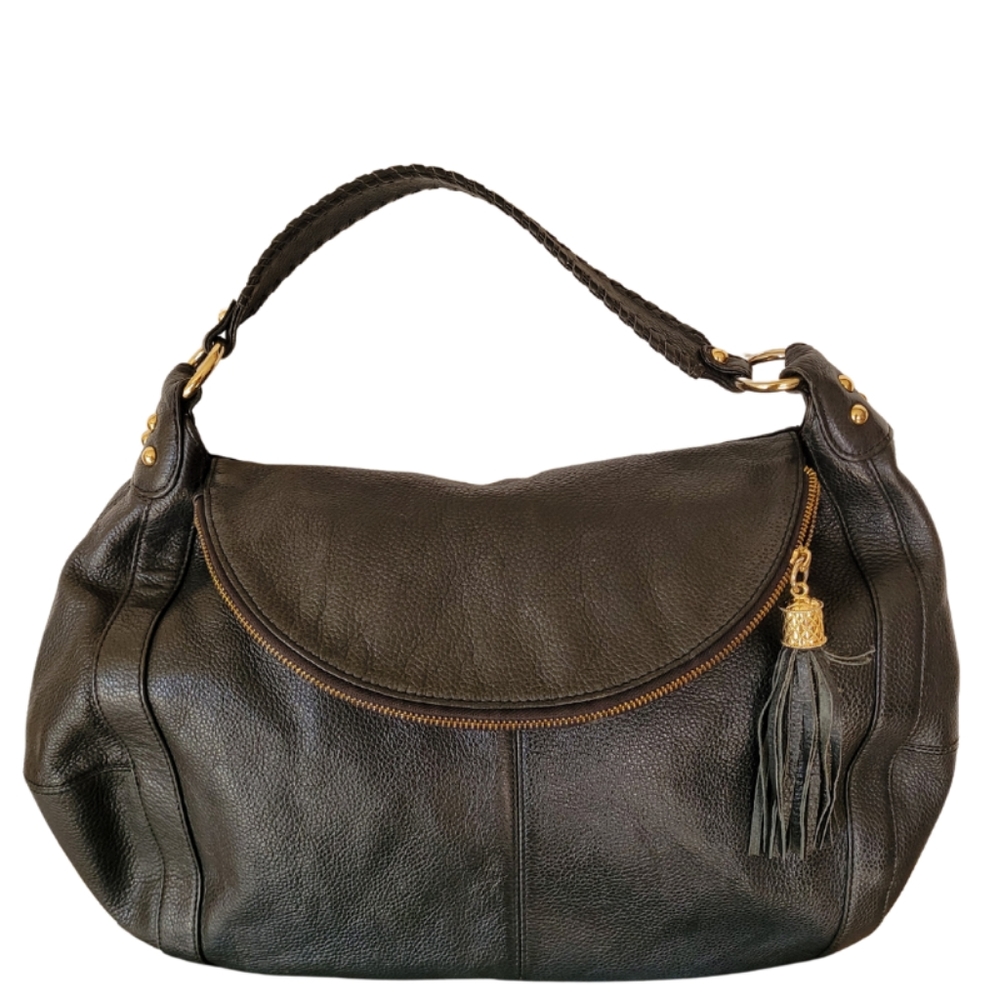 Onna Ehrlich Black Pebble Leather Hobo Handbag